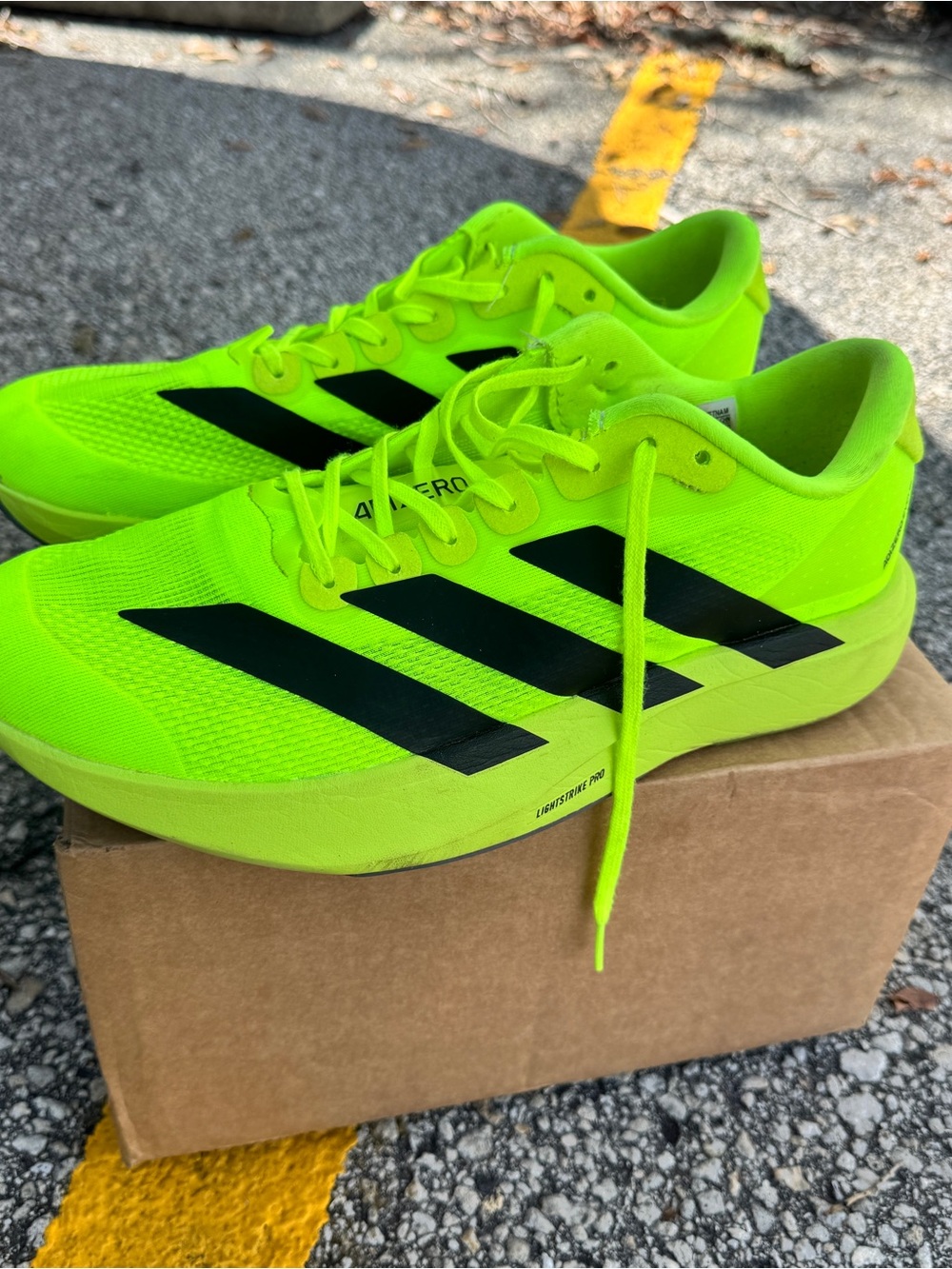 Adidas Adizero Evo SL *2025* Men's 10 Lucid Lemon Neon Yellow Green used